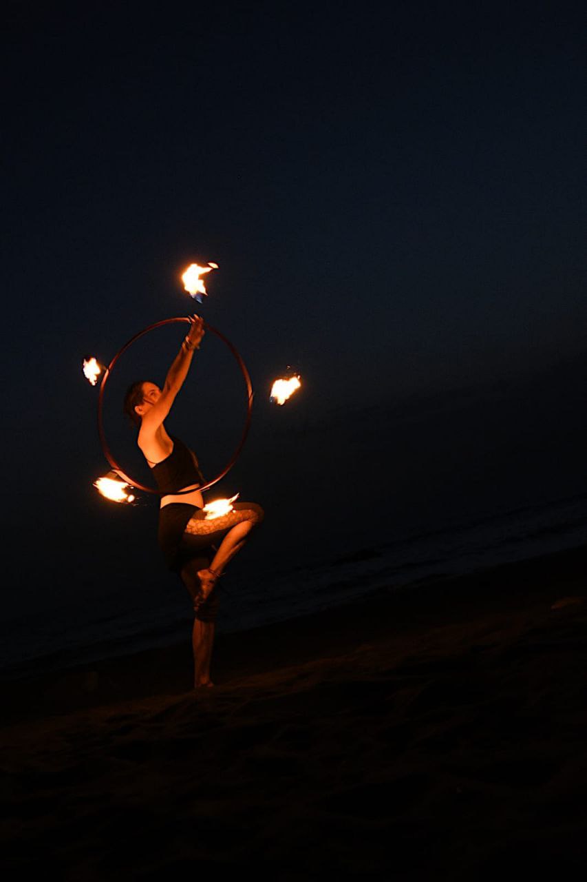 Fire acrobatics performance